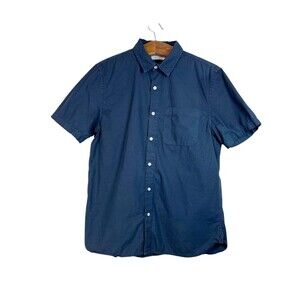 Ace Rivington Shirt Mens Medium Short Sleeve Button Up Navy Blue Preppy